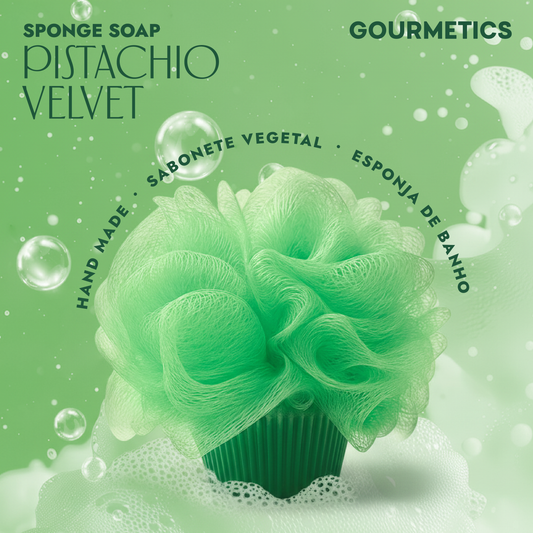 Pistachio Velvet Cupcake Sabonete Corporal com Esponja - 50g