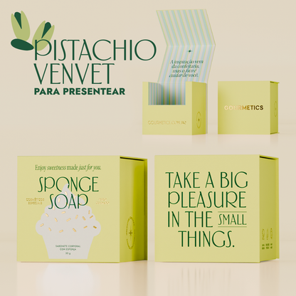 Pistachio Velvet Cupcake Sabonete Corporal com Esponja - 50g