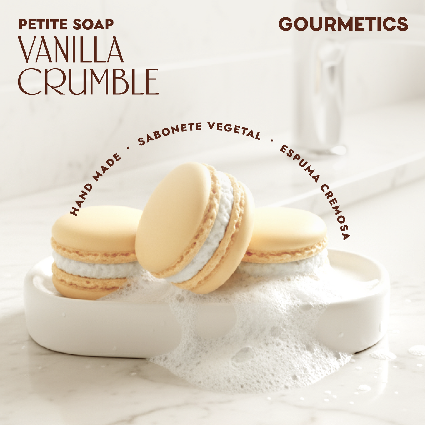 Vanilla Crumble Macaron Sabonete Corporal - 3 unidades de 50g (150g)