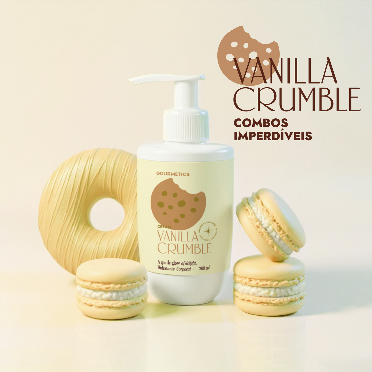 Vanilla Crumble Macaron Sabonete Corporal - 3 unidades de 50g (150g)