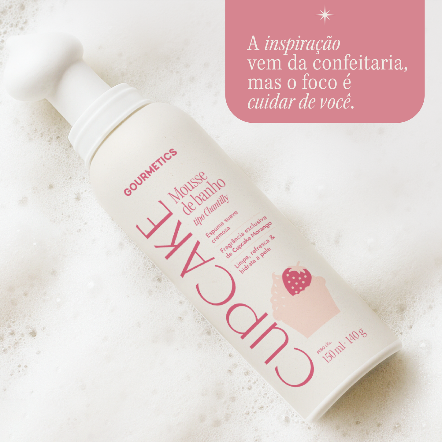 Cupcake de Morango Mousse Chantilly de Banho - 150ml