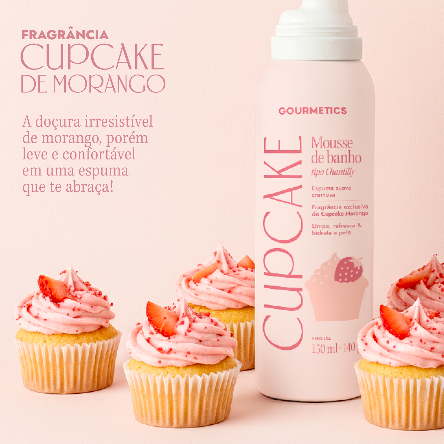 Cupcake de Morango Mousse Chantilly de Banho - 150ml