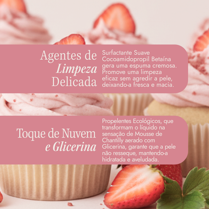 Cupcake de Morango Mousse Chantilly de Banho - 150ml