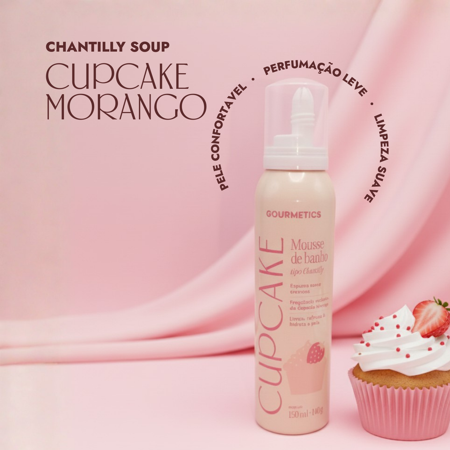 Cupcake de Morango Mousse Chantilly de Banho - 150ml