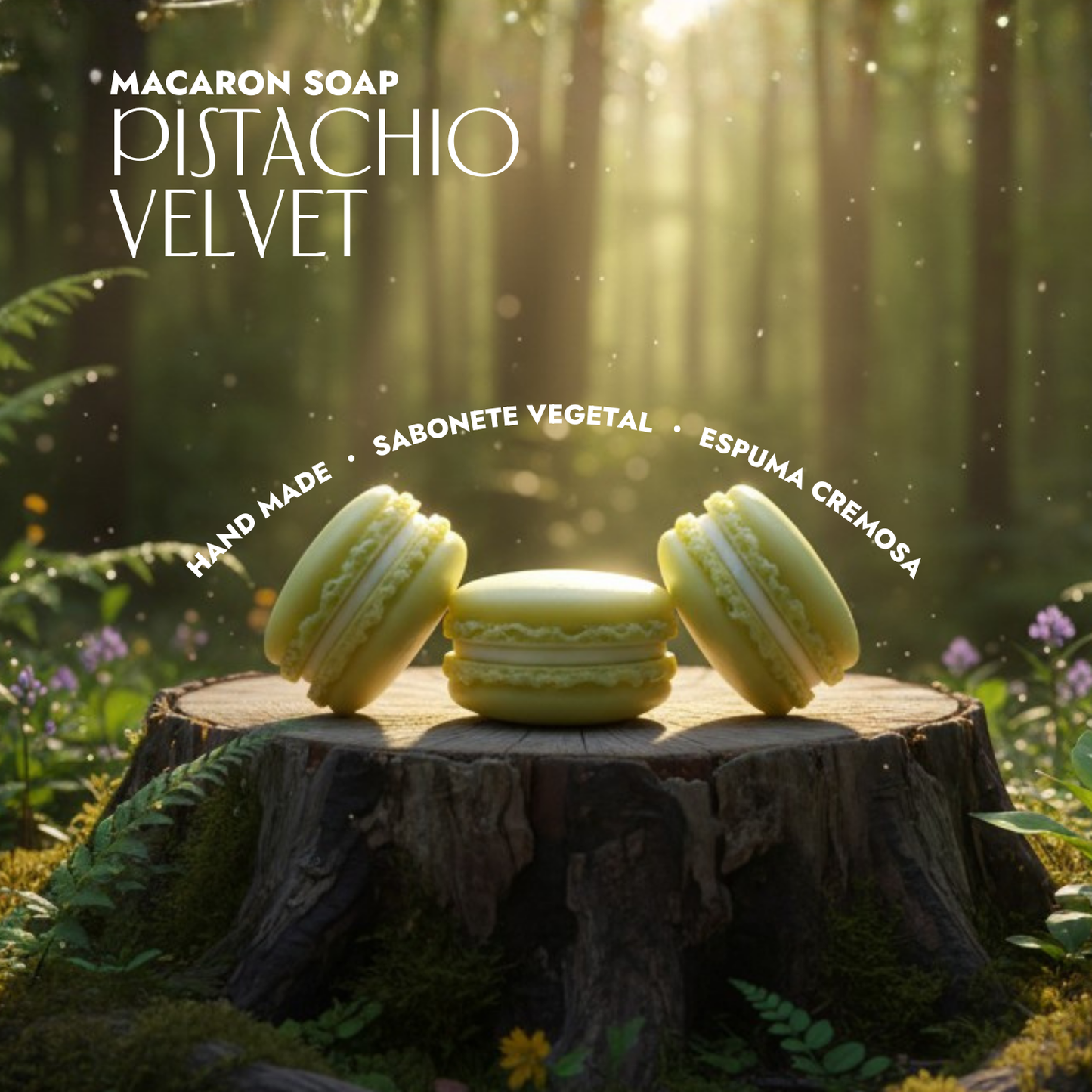 Pistachio Velvet Macaron Sabonete Corporal - 3 unidades de 50g (150g)
